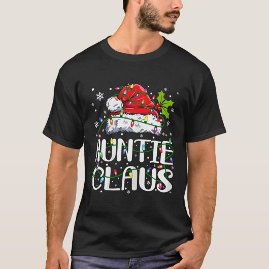 Auntie Claus Kerstmis Licht Pajama Familie Matchi T-shirt (Voorkant)