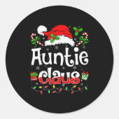 Auntie Claus Shirt Christmas Lights Pajama Family  Ronde Sticker (Voorkant)