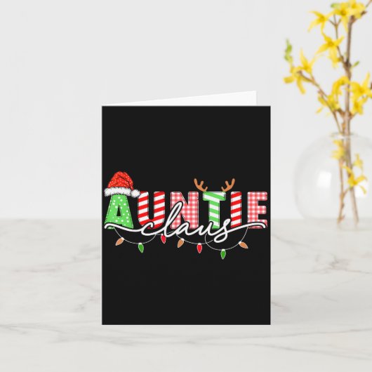 Auntie Claus Xmas Christmas Lights Pajama Family M Kaart (Gele Bloem)