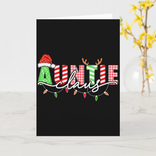 Auntie Claus Xmas Christmas Lights Pajama Family M Kaart (Gele Bloem)