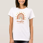 Auntie Custom Name Boho Earth Tone Rainbow Sun T-shirt (Voorkant)
