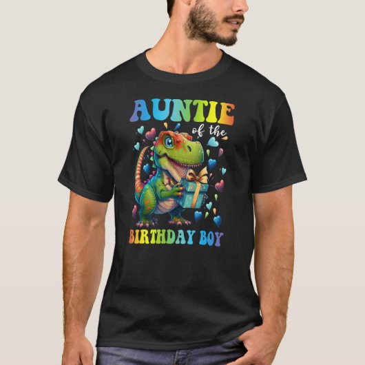 Auntie Dinosaur Shirt Funny Cute Birthday Boy Fami (Voorkant)