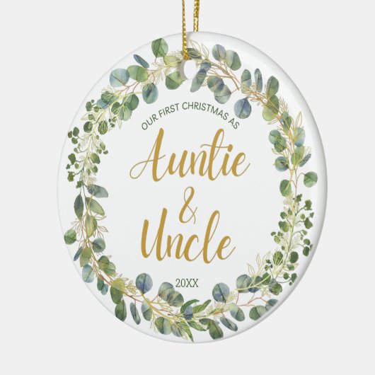Auntie en Eerste Kerstmis met oom Keramisch Ornament (Links)