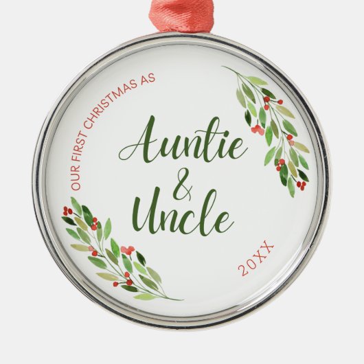 Auntie en eerste Kerstmis met oom Metalen Ornament (Voorkant)