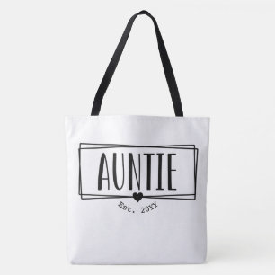 Auntie Est. Aangepaste tante nieuwe tante cadeautj Tote Bag