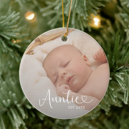 Auntie Established 2 Baby Photo Cute Heart Keramisch Ornament