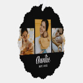 Auntie Established Modern Script Black 3 Photo Ornament Kaart (Rechts)