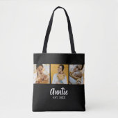 Auntie Established Modern Script Black 3 Photo Tote Bag (Voorkant)