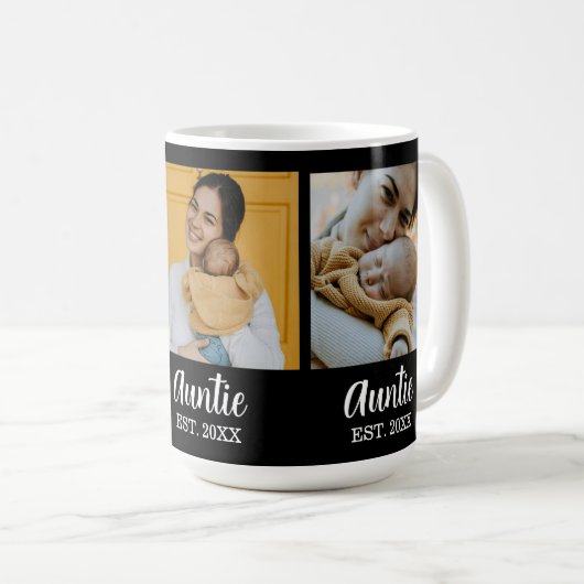 Auntie Established Script Black 3 Photo Coffee Koffiemok (Voorkant rechts)