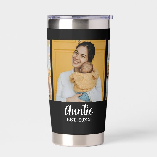 Auntie Established Script Black 3 Photo Geïsoleerde Drinkbeker (Links)