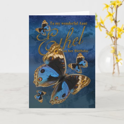 Auntie Ethel Birthday Card With Butterflies Kaart