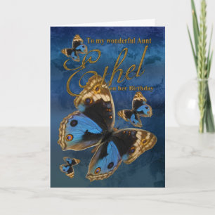 Auntie Ethel Birthday Card With Butterflies Kaart