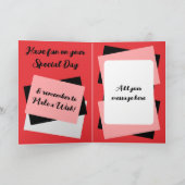 Auntie foto naam rode zwarte verjaardag kaart (Binnen)