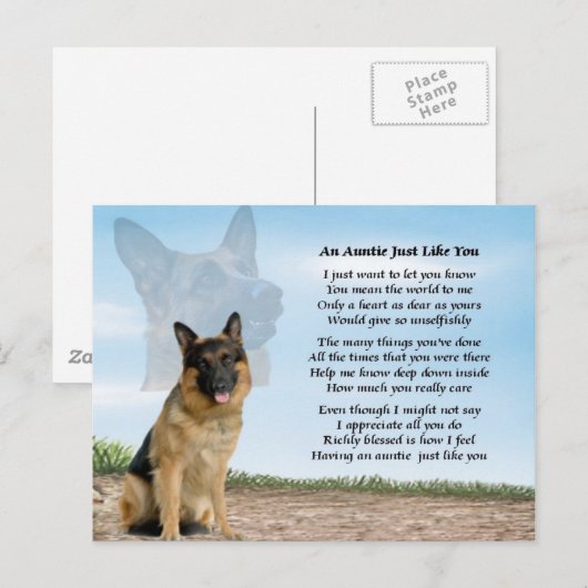 Auntie gedicht - German Shepherd Dog Briefkaart (Voorkant / Achterkant)