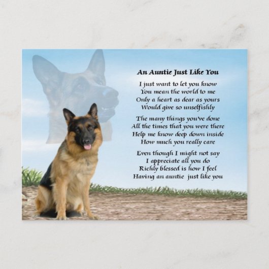 Auntie gedicht - German Shepherd Dog Briefkaart (Voorkant)