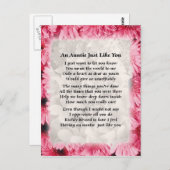 Auntie gedicht - Roze Floral ontwerp Briefkaart (Voorkant / Achterkant)