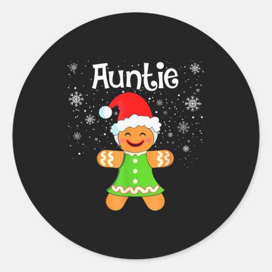 Auntie Gingerbread Family Matching Christmas Women Ronde Sticker (Voorkant)