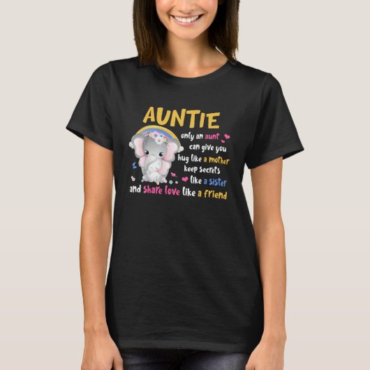 Auntie  Hug Like A Mother Keeps Secrets Like A Sis T-shirt (Voorkant)