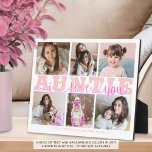 AUNTIE I Love You 6 Photo Collage Pink White 8x10 Fotoplaat<br><div class="desc">Creëer een vertoning van de keepaardfoto collage 8x10 voor een tante van een nichtje of neef met 6 afbeeldingen, de titel AUNTIE in editable roze met een modern handgeschreven manuscript met hartentypografie I van U ontwerpt bekleding en gepersonaliseerd met uw douanetekst. PHOTO TIP: Voor de snelste/beste resultaten, kies een foto...</div>
