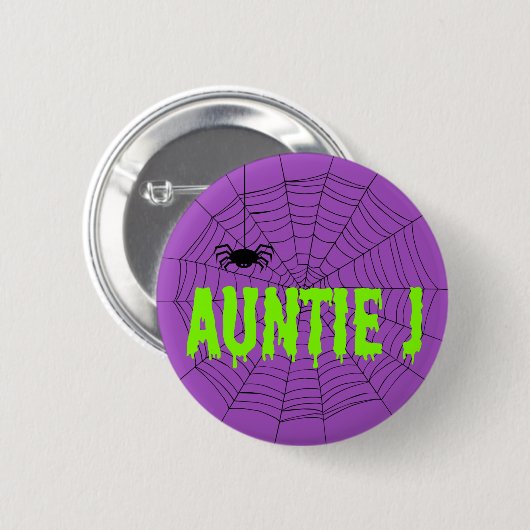 Auntie J Green Driving Font Spider Web Button (Voorkant /achterkant)