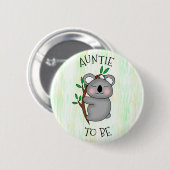 Auntie | Koala-Baby shower Ronde Button 5,7 Cm (Voorkant /achterkant)