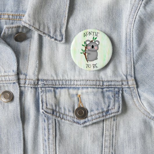 Auntie | Koala-Baby shower Ronde Button 5,7 Cm (In situ)