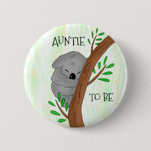 Auntie   Koala-Baby shower Ronde Button 5,7 Cm