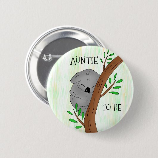 Auntie | Koala-Baby shower Ronde Button 5,7 Cm (Voorkant /achterkant)