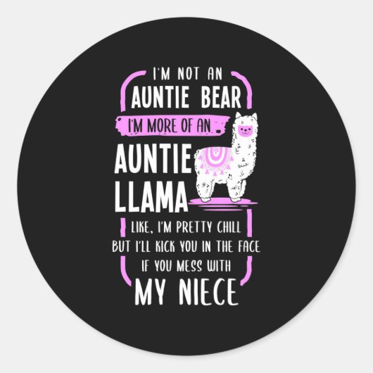 Auntie Llama Ronde Sticker (Voorkant)
