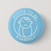 Auntie | Minimumblauw Baby shower Ronde Button 5,7 Cm (Voorkant)