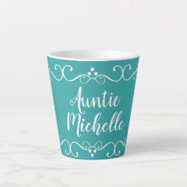 Auntie naam Blauwgroen Cadeauweergave Aangepaste L Latte Mok