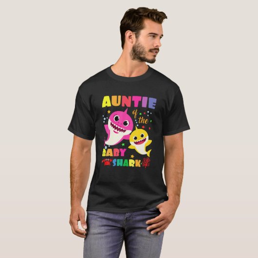 Auntie Of The Baby Shark Birthday Auntie Shark T-shirt (Voorkant volledig)