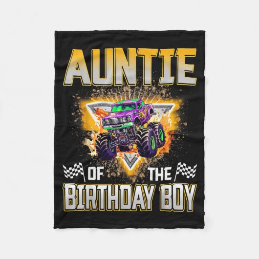 Auntie Of The Birthday Boy Monster Truck Birthday  Fleece Deken (Voorkant)