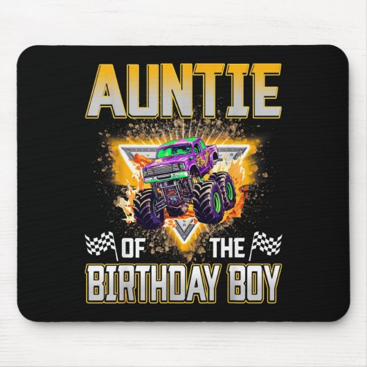 Auntie Of The Birthday Boy Monster Truck Birthday  Muismat (Voorkant)