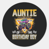Auntie Of The Birthday Boy Monster Truck Birthday  Ronde Sticker (Voorkant)