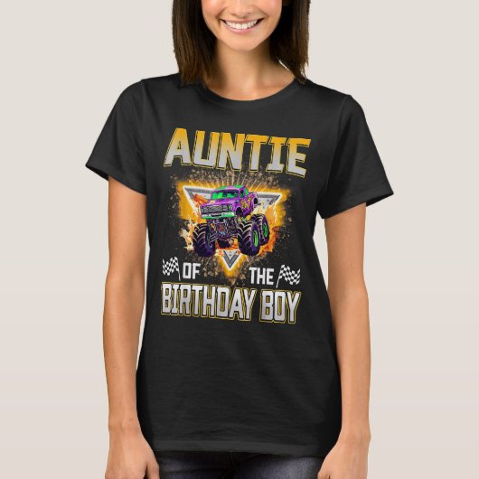 Auntie Of The Birthday Boy Monster Truck Birthday  T-shirt (Voorkant)