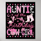 Auntie Of The Birthday Cowgirl Nk Rodeo Western Di Poster (Voorkant)