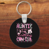 Auntie Of The Birthday Cowgirl Nk Rodeo Western Di Sleutelhanger (Voorkant)