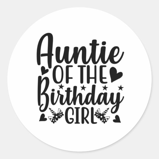 Auntie of the birthday girl ronde sticker (Voorkant)
