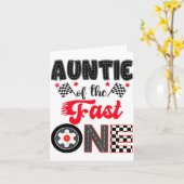 Auntie Of The Fast One Car Racing Dad 1st Birthday Kaart (Gele Bloem)
