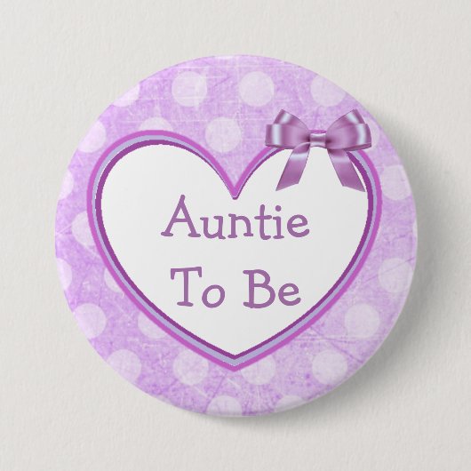 Auntie om Paarse Baby shower Button te zijn (Voorkant)