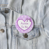 Auntie om Paarse Baby shower Button te zijn (In situ)