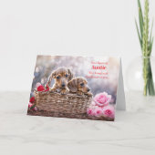 Auntie or Aunt Valentines Cute Puppies  Kaart (Voorkant)