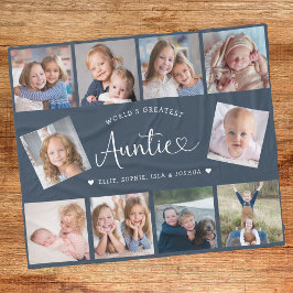 Auntie Photo Collage Script Cute Heart Modern Fleece Deken