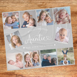 Auntie Photo Collage Script Cute Heart Modern Fleece Deken