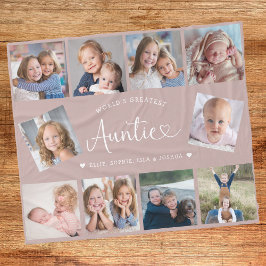 Auntie Photo Collage Script Cute Heart Modern Fleece Deken