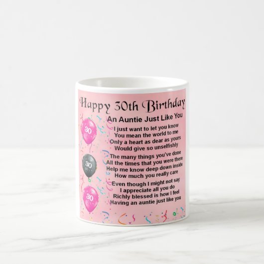 Auntie Poem 30th Birthday Koffiemok (Center)