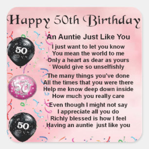 Auntie Poem - 50e verjaardag Vierkante Sticker