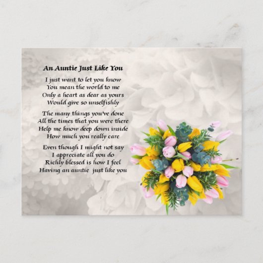 Auntie Poem - Flowers Design Briefkaart (Voorkant)