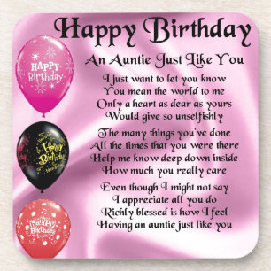 Auntie Poem - Happy Birthday Drankjes Onderzetter